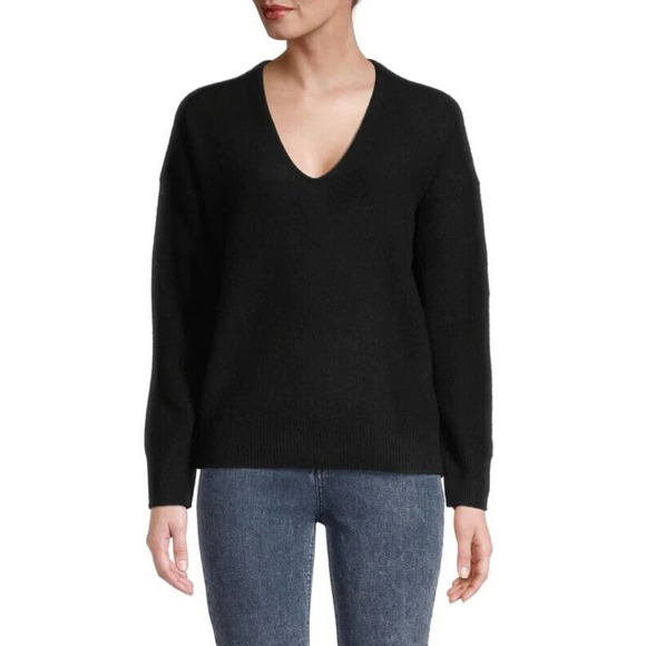 Vince Sweaters - Vince Women's Dropped Shoulder Cashmere Sweater - Black - Size S.